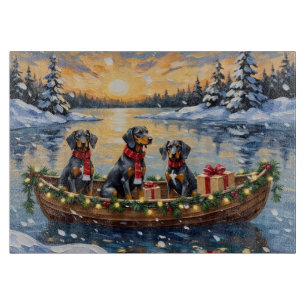 Bluetick Coonhound Weihnachtsboot Feiertag Schneidebrett