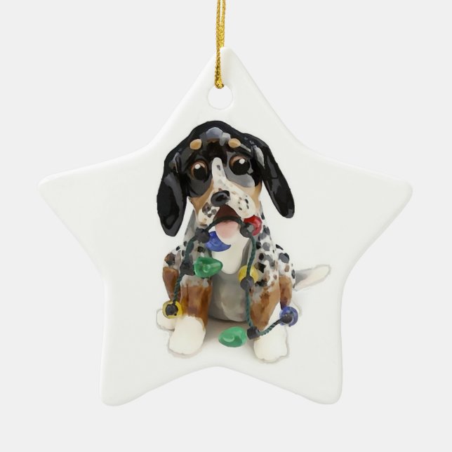 Bluetick Coonhound Weihnachtsdekoration Keramikornament (Vorne)