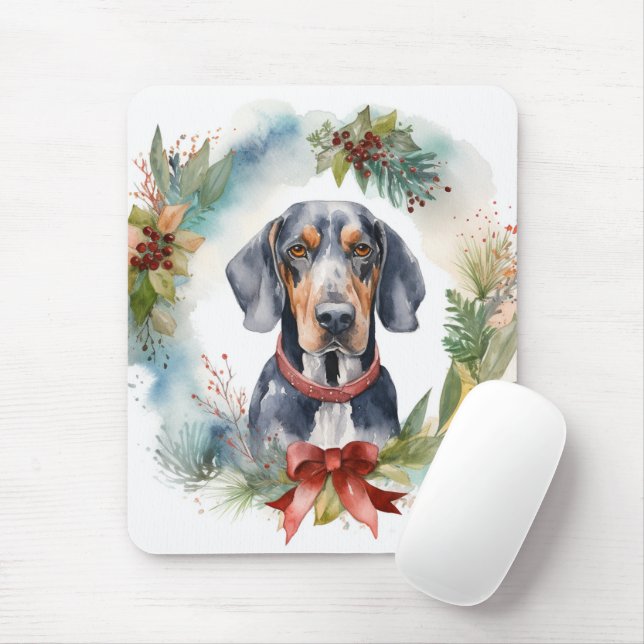 Bluetick Coonhound Weihnachtsfeier Festliche Jungf Mousepad (Mit Mouse)
