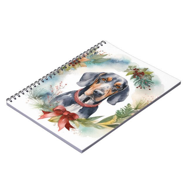 Bluetick Coonhound Weihnachtsfeier Festliche Jungf Notizblock (Linke Seite)