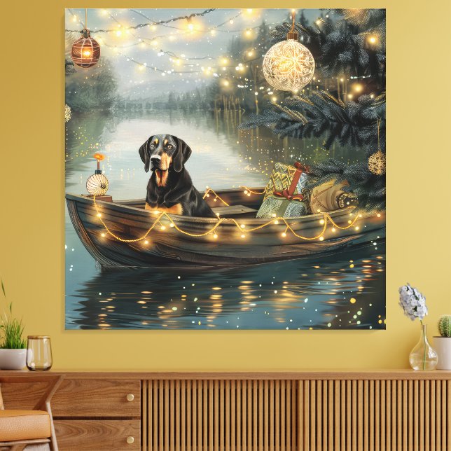 Bluetick Coonhound Weihnachtsfeiertage Leinwanddruck (Insitu (Wohnzimmer))