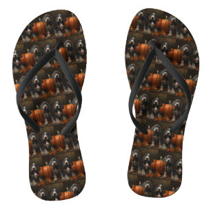 Bluetick Coonhound Welpe Herbstfreude Kürbis Flip Flops