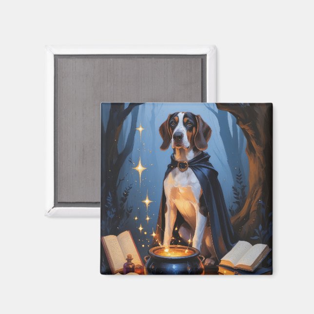 Bluetick Coonhound Whimsical Halloween Malerei Magnet (Vorderseite/Rückseite)