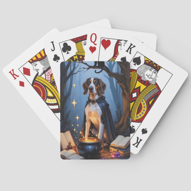 Bluetick Coonhound Whimsical Halloween Malerei Spielkarten (Rückseite)