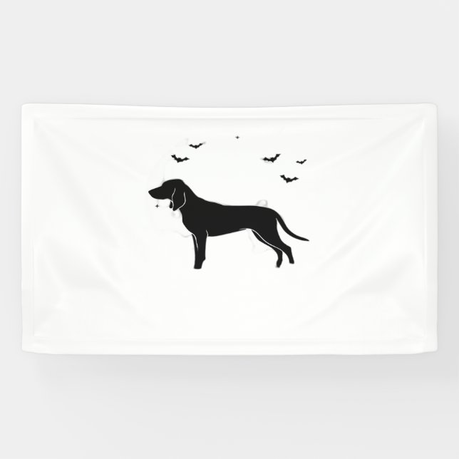 Bluetick Dog - Halloween Moon Silhouette Classic T Banner (Horizontal)
