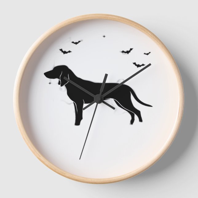 Bluetick Dog - Halloween Moon Silhouette Classic T Uhr (Vorderseite)