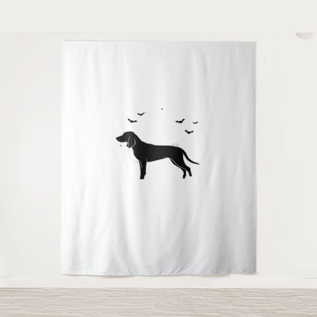 Bluetick Dog - Halloween Moon Silhouette Classic T Wandteppich (Vorderseite)