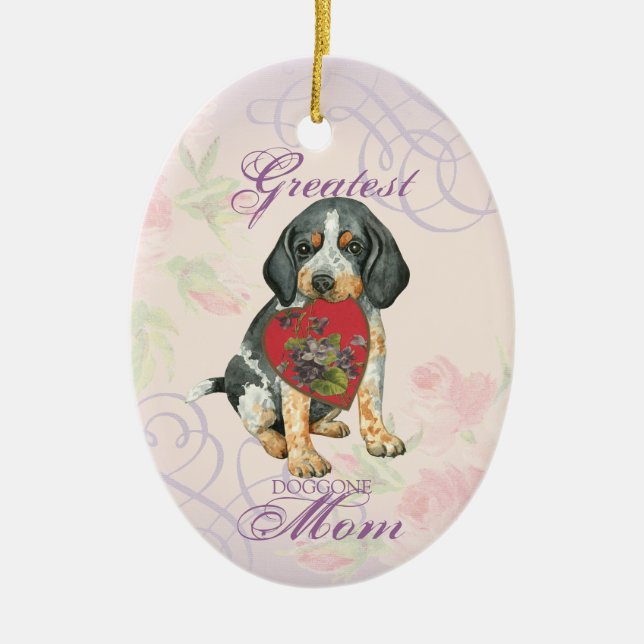 Bluetick Heart Mom Ceramic Ornament (Vorne)