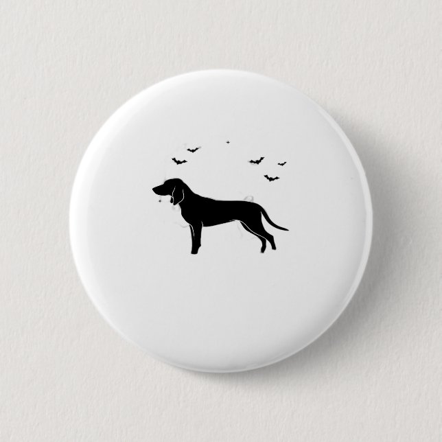 Bluetick Hund � Halloween Moon Silhouette Classic  Button (Vorderseite)