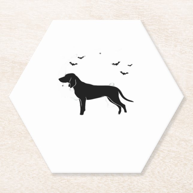 Bluetick Hund � Halloween Moon Silhouette Classic  Untersetzer (Vorderseite)
