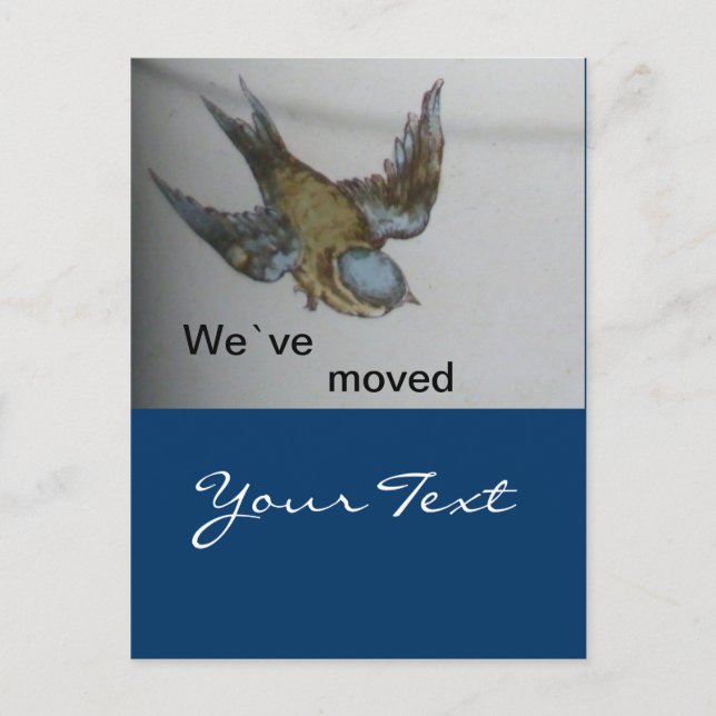 bluetit-wir sind umgezogen ankündigungspostkarte (Vorderseite)