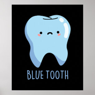 Bluetooth Funny Technical Blue Tooth Puff Dark BG Poster