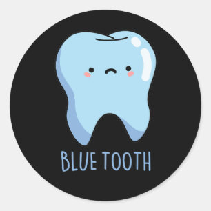Bluetooth Funny Technical Blue Tooth Puff Dark BG Runder Aufkleber