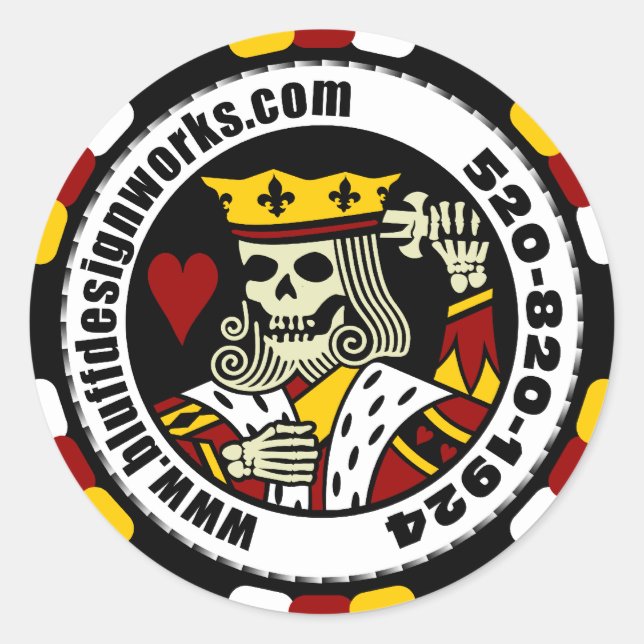 bluffdesignworks.com Sticker de chips de poker (Devant)
