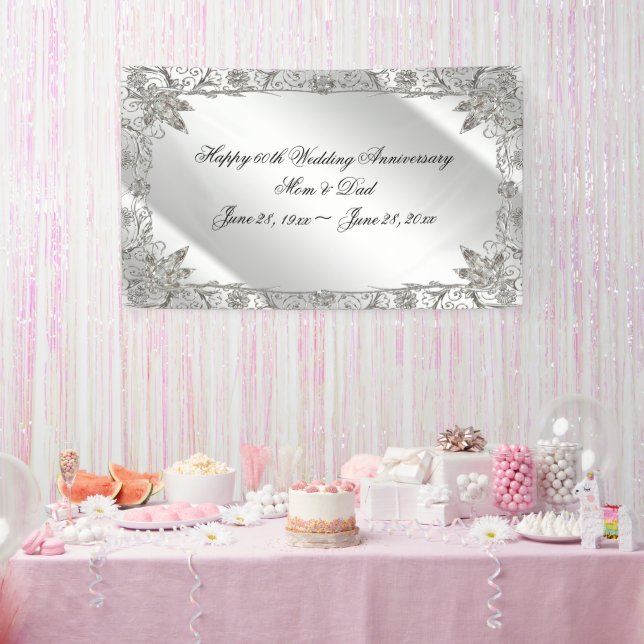 Blüh 60. Diamond Wedding Jubiläum Banner (Party)