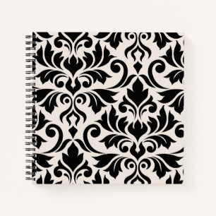 Blüh Damask Art I Black on Cream Notizbuch