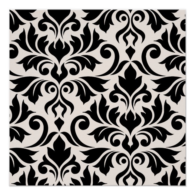 Blüh Damask Art I Black on Cream Poster (Vorderseite)