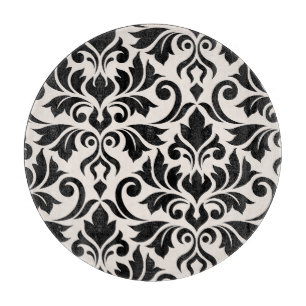 Blüh Damask Art I Black on Cream Schneidebrett