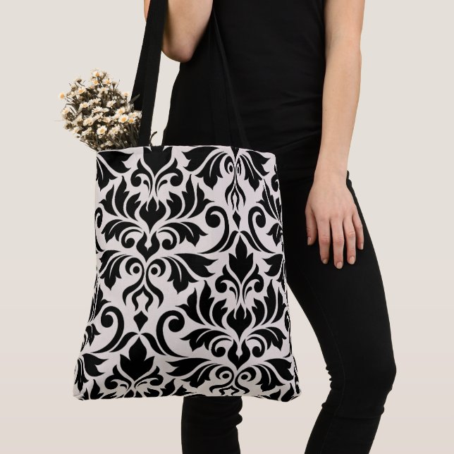 Blüh Damask Art I Black on Cream Tasche (Von Nahem)