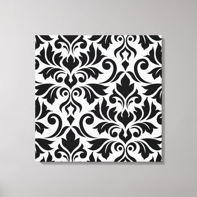 Blüh Damask Art I BW Leinwanddruck (Vorderseite)