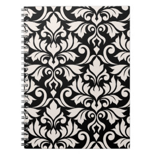 Blüh Damask Art I Cream on Black Notizblock