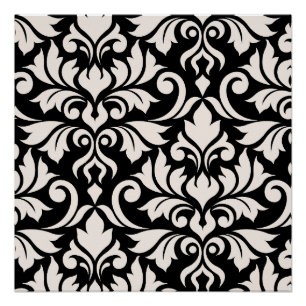 Blüh Damask Art I Cream on Black Poster