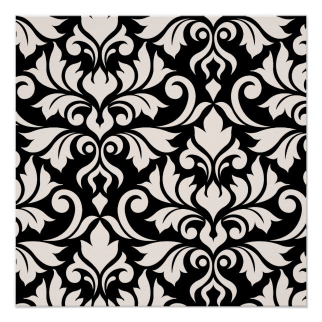 Blüh Damask Art I Cream on Black Poster (Vorderseite)