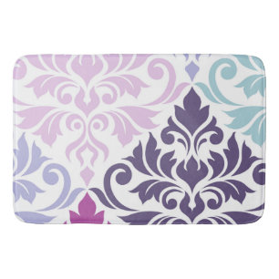 Blüh Damask Art I Purples Pinks Blues White Badematte