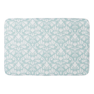 Blüh Damask Big Pattern White auf Enteneier Blue Badematte