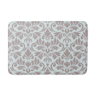 Blüh Damask Lg Muster Taupe auf Enteneier blau Badematte