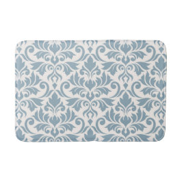 Blüh Damask Lg Musterblau auf Cream Badematte