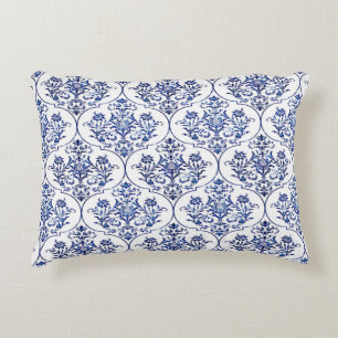 Blüh Damask Muster - blau Dekokissen