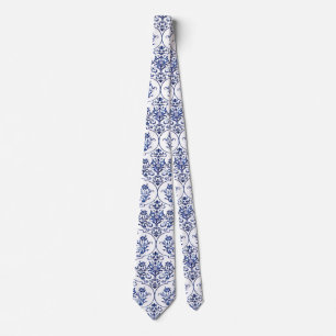 Blüh Damask Muster - blau + Ihre Idee Krawatte