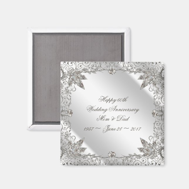 Blüh Diamond-Magnet zum 60. Hochzeitstag Magnet (Vorderseite/Rückseite)