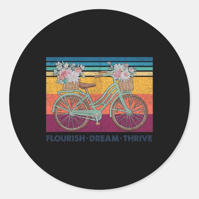 Blüh Dream Thrive Blumenbike Subtle 8647 Trum Runder Aufkleber (Vorderseite)
