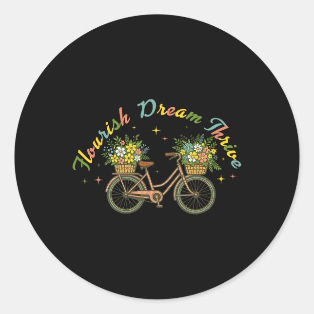 Blüh Dream Thrive Blumenbike Subtle 8647 Trum Runder Aufkleber (Vorderseite)