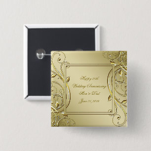 Blüh Gold 50. Hochzeitstag Button