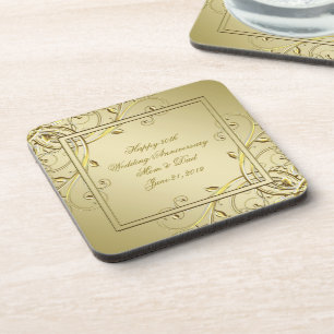 Blüh Gold 50. Hochzeitstag Getränkeuntersetzer