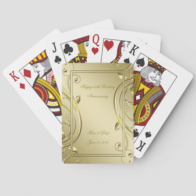 Blüh Gold 50. Hochzeitstag Spielkarten (Rückseite)