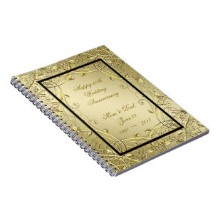 Blüh Gold Black 50. Hochzeitstag Notizblock
