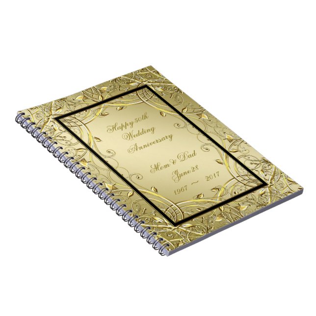 Blüh Gold Black 50. Hochzeitstag Notizblock (Rechte Seite)