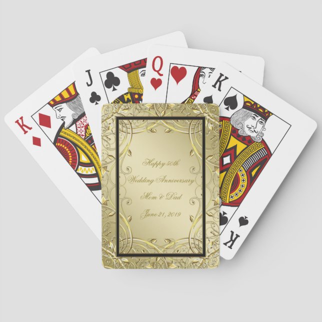Blüh Gold Black 50. Hochzeitstag Spielkarten (Rückseite)