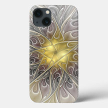 Blüh mit Gold Moderne Abstrakte Fraktal Blume