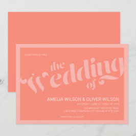 Blüh Typografie Coral Lmon Wedding Einladung