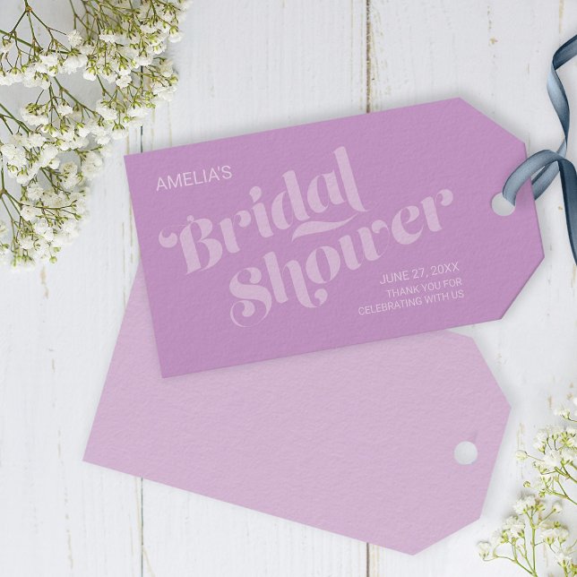 Blüh Typografie Lavender Lilac Brautparty Geschenkanhänger (Von Creator hochgeladen)
