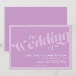 Blüh Typografie Lavender Lilac Wedding Einladung