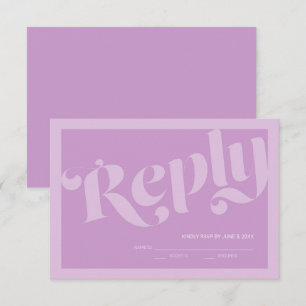 Blüh Typografie Lavender Lilac Wedding RSVP Karte