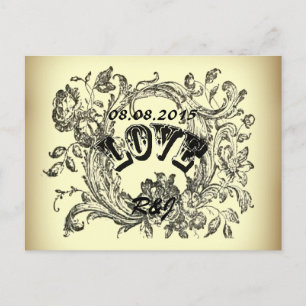 Blüh Wirbel Vintage Wedding Save the Date Ankündigungspostkarte