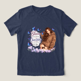 Blühe auf deine eigene Art Schmetterlings-Mädchen  Tri-Blend Shirt