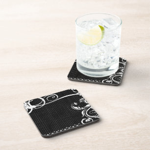 Blühe Grid Drinks Coasters mit schwarzem und weiße Untersetzer